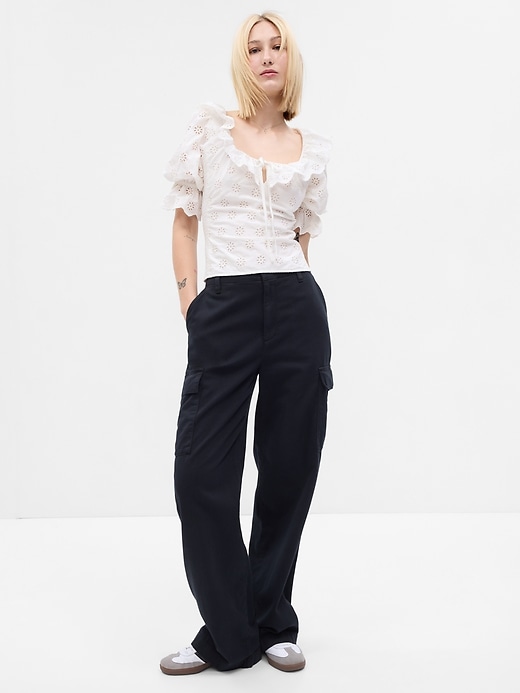 Image number 1 showing, Eyelet Ruffle Top