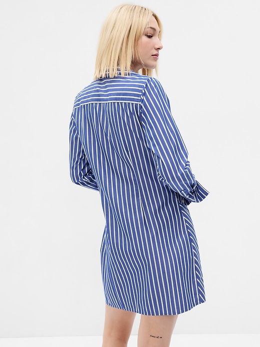 Image number 2 showing, Organic Cotton Ruched Mini Shirtdress