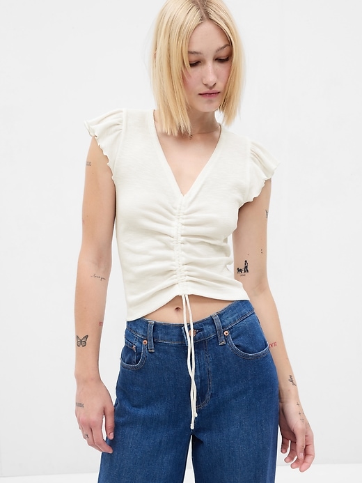 Image number 1 showing, Essential Rib Ruched T-Shirt