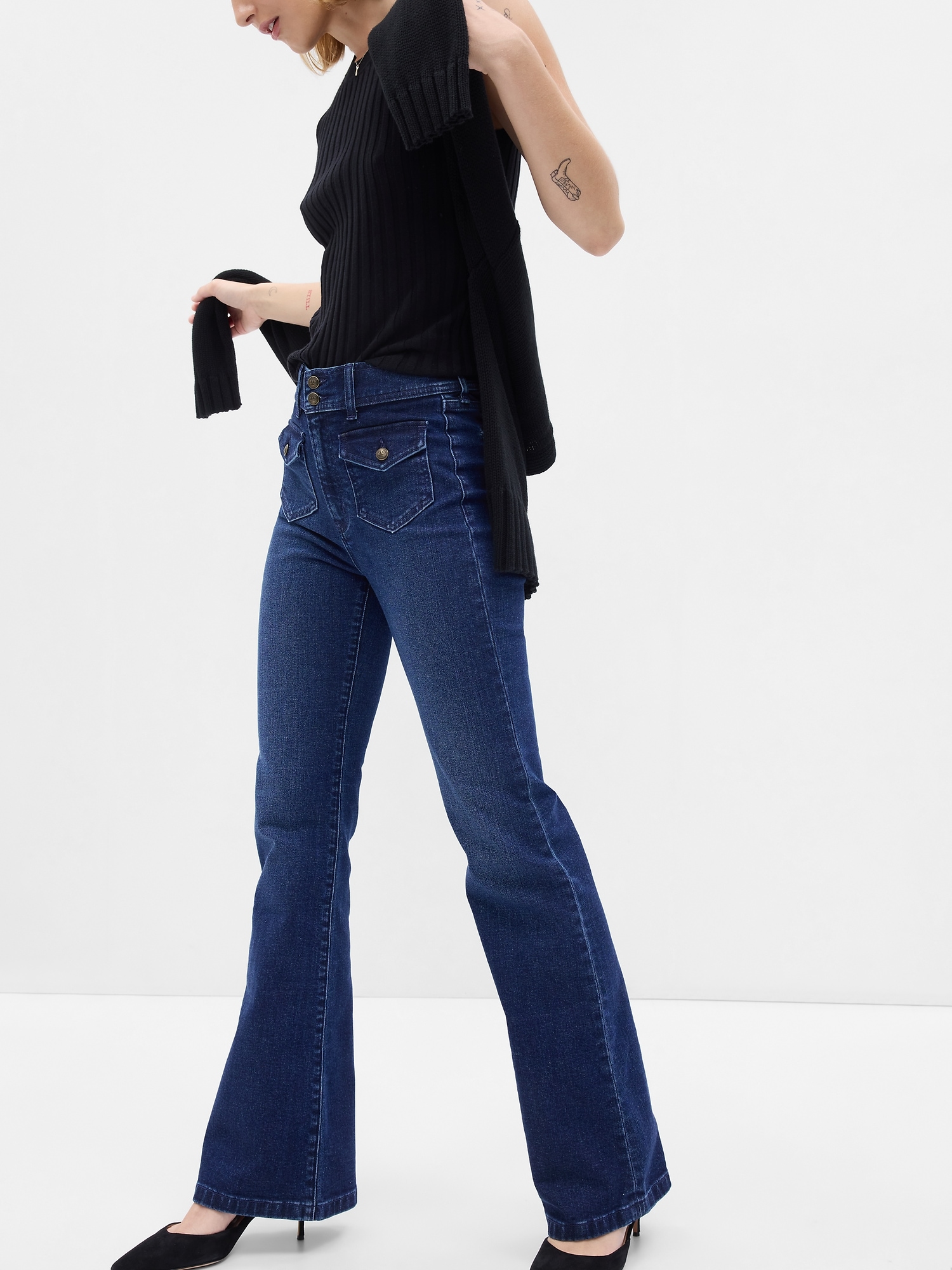 Gap High Rise Split-Hem '70s Flare Jeans