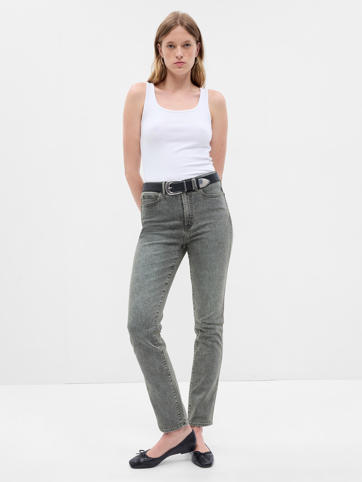 Gap High Rise Vintage Slim Jeans With Washwell In Grey Wash