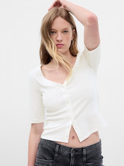 Image number 1 showing, Modern V-Neck Rib Cardigan