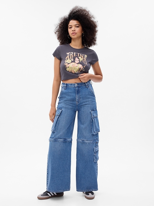 Image number 1 showing, Sky High Rise Wide Baggy Cargo Jeans