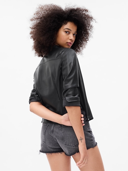 Image number 2 showing, Cropped Vegan Leather Shirt