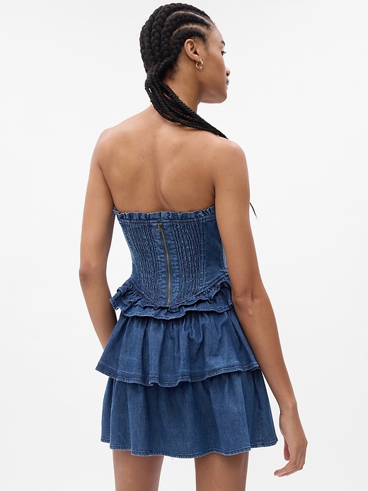 Image number 2 showing, Gap &#215 LoveShackFancy Denim Corset Mini Dress