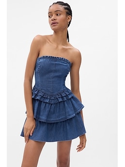 Gap x LoveShackFancy Denim Corset Top - Women's Tops