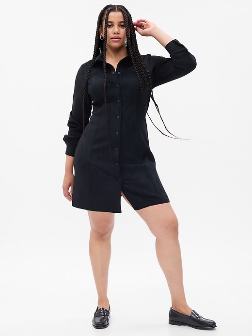 Image number 4 showing, Faux-Suede Mini Shirtdress