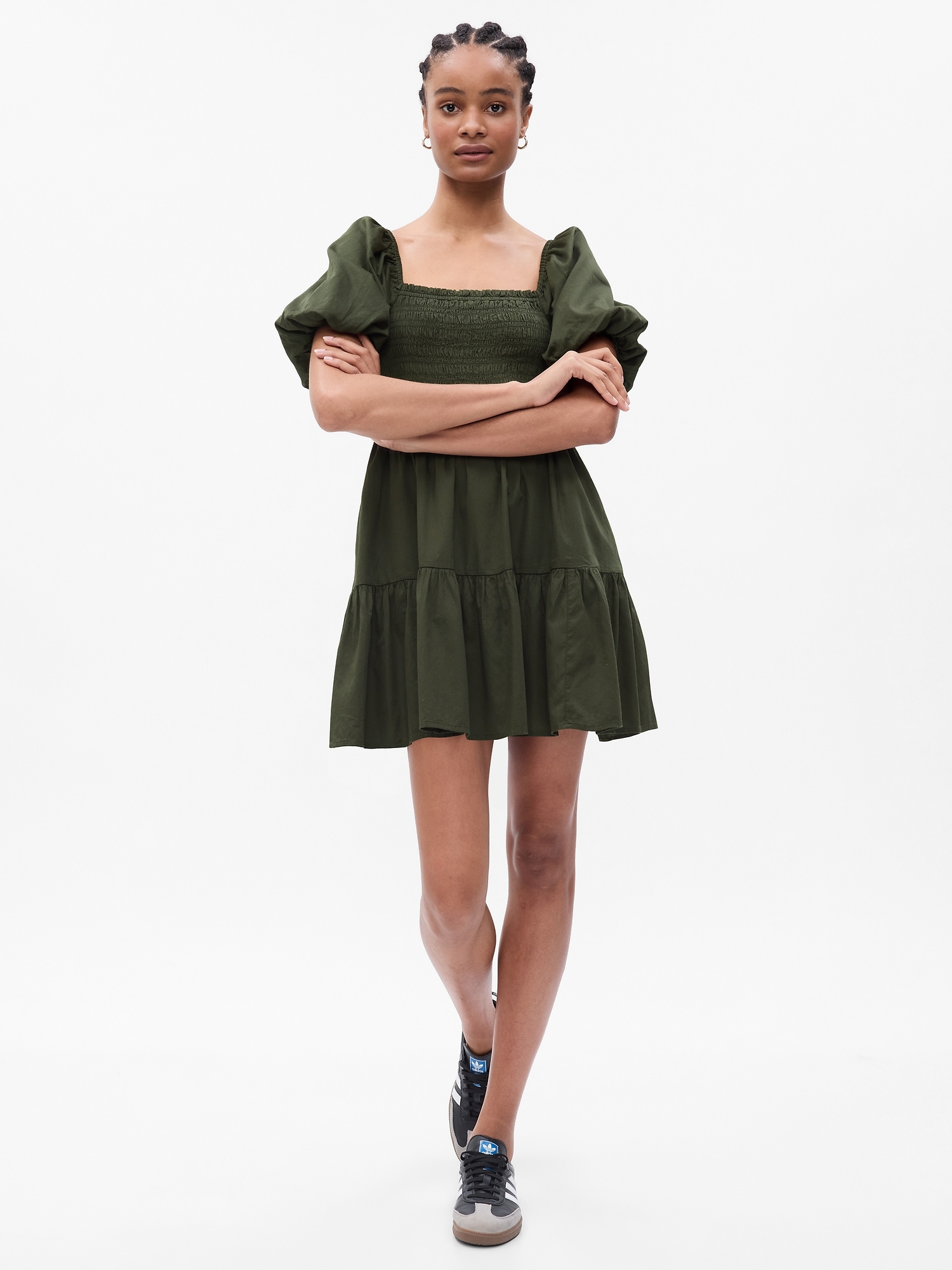 Puff Sleeve Smocked Mini Dress | Gap