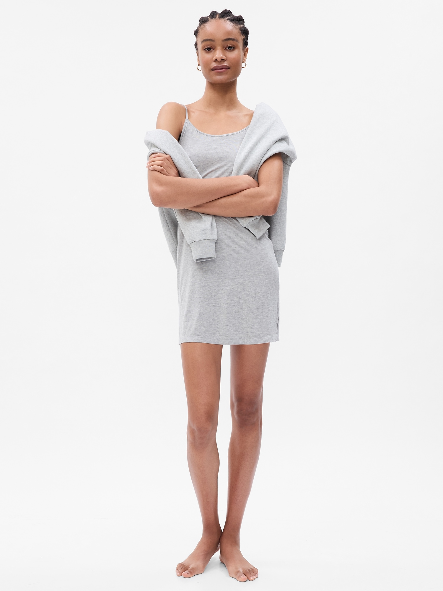 Women full slips modal cotton blend v neck straight dress nightwear with  built-in padded bra - bl in 2023