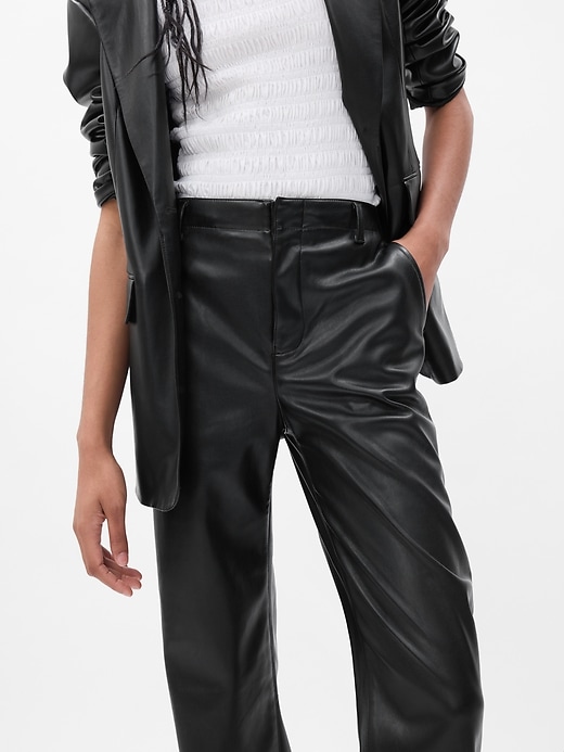 Image number 3 showing, Mid Rise Vegan Leather Loose Pants