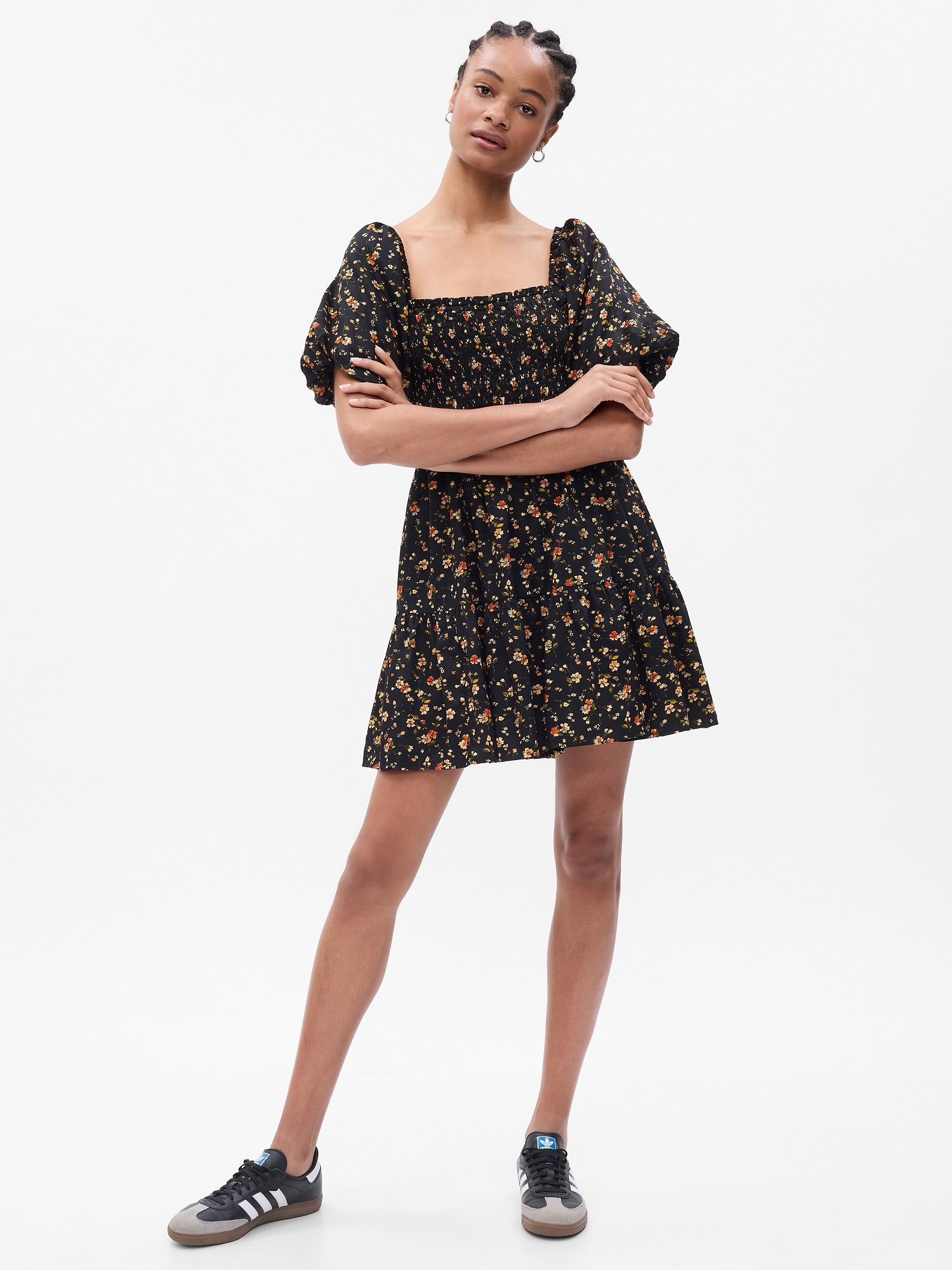 Puff Sleeve Smocked Mini Dress | Gap