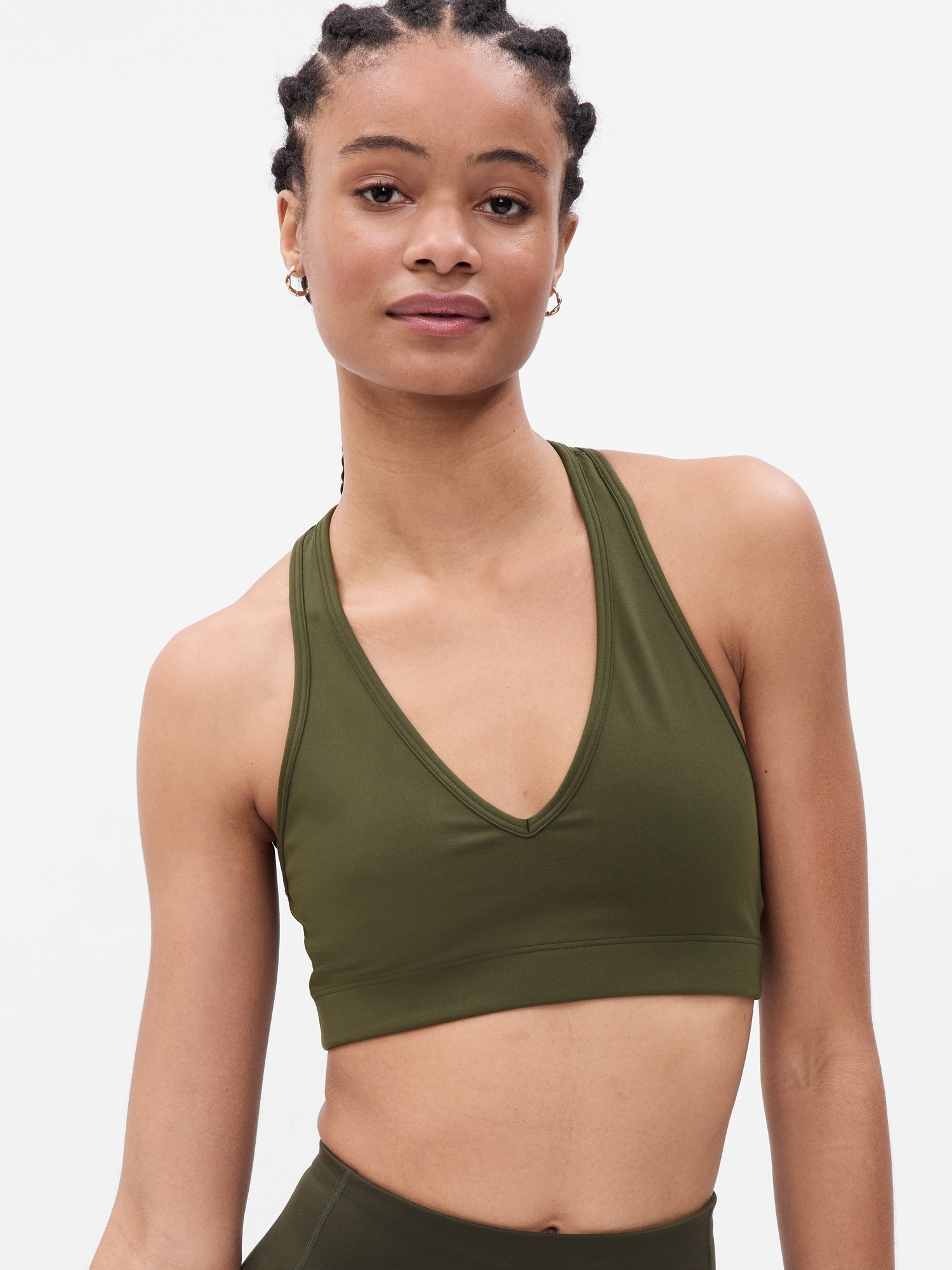 Gap Fit Sports Bra XXL Camo Green Strappy Low Support Lounge Removable Cups  New