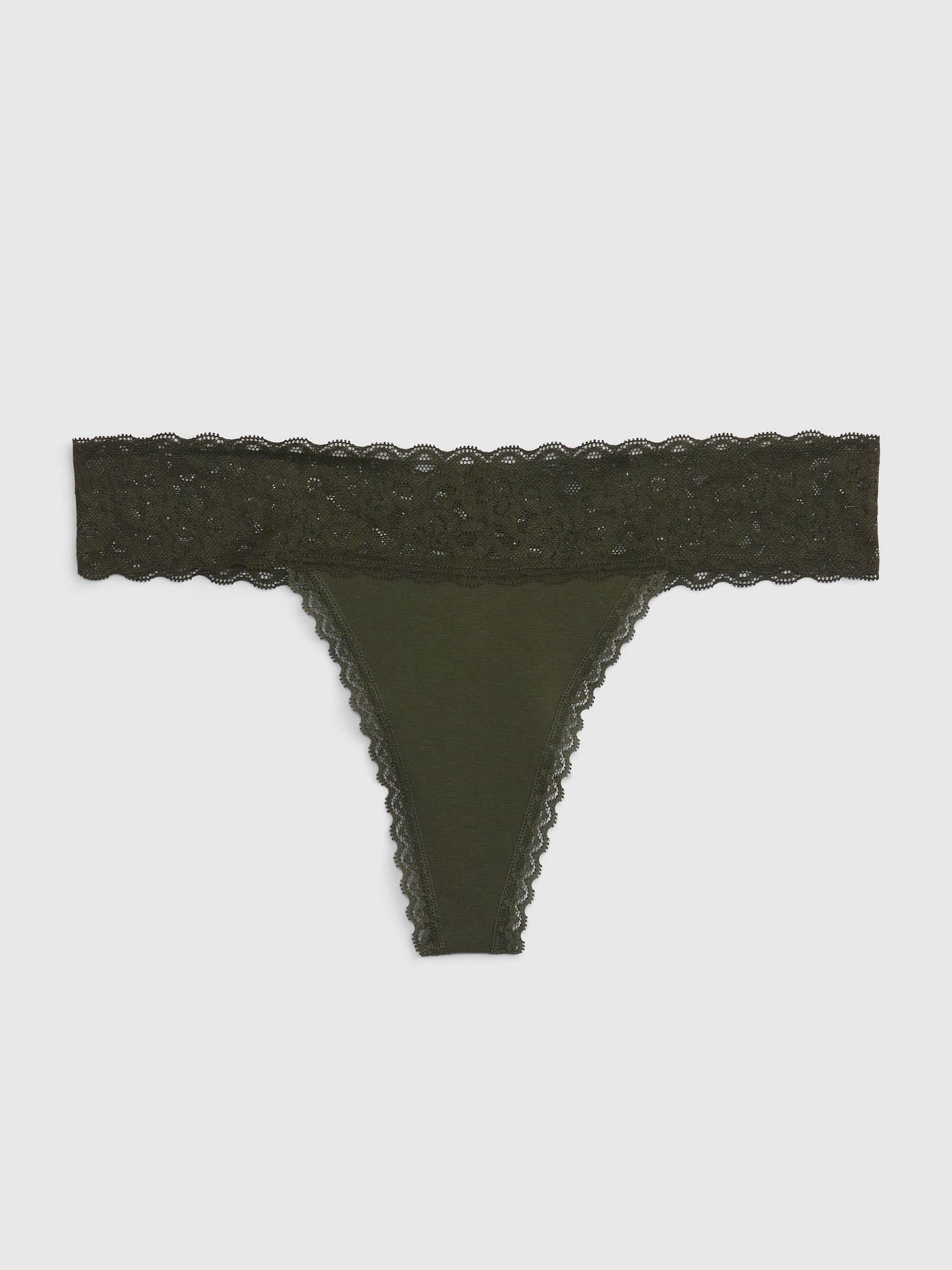 Organic Stretch Cotton Lace-Trim Thong