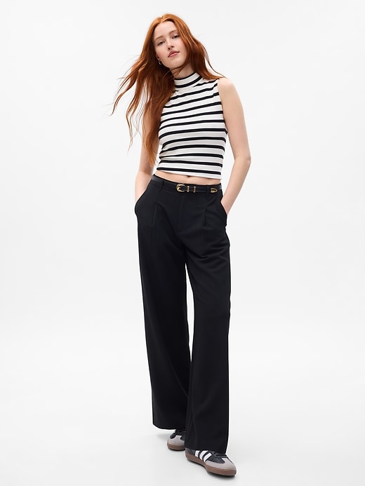 Image number 1 showing, High Rise Pleated Wide-Leg Trousers