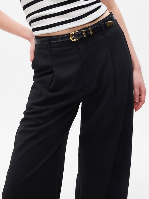 Image number 3 showing, High Rise Pleated Wide-Leg Trousers
