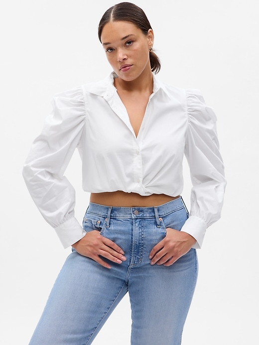 Image number 4 showing, Cotton Puff Sleeve Slim Shirt