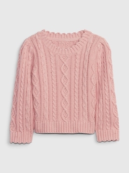 Gap × LoveShackFancy Cable-Knit Cropped Sweater