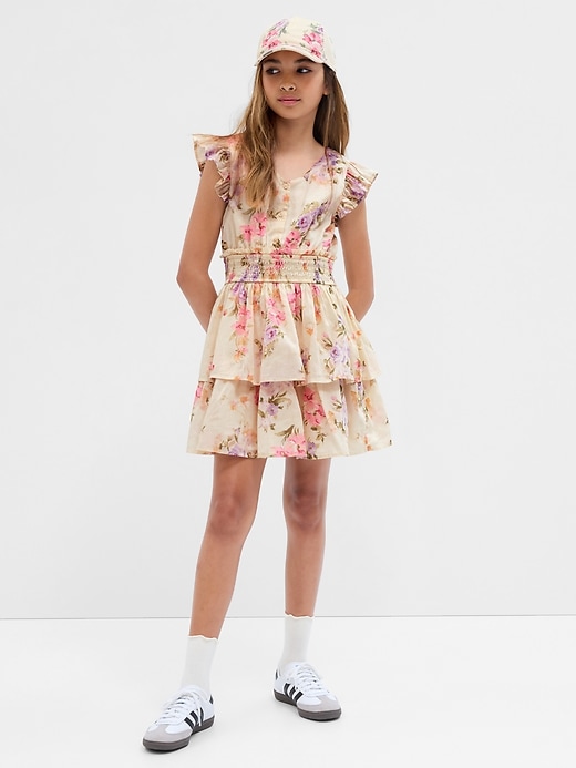 Image number 1 showing, Gap &#215 LoveShackFancy Kids Floral Flutter Sleeve Mini Dress