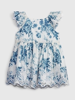 Baby Gap Blue Dress shops Vintage 18- 24M XL Floral Cotton Button Back Ruffle