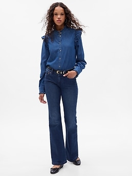 GAP 70S FLARE SPRUCE - Flared Jeans - dark indigo/dark-blue denim -  Zalando.de