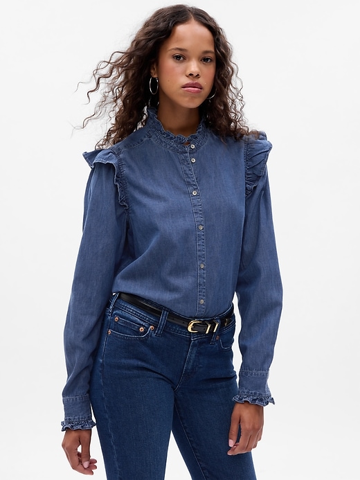 Ruffle Denim Shirt | Gap