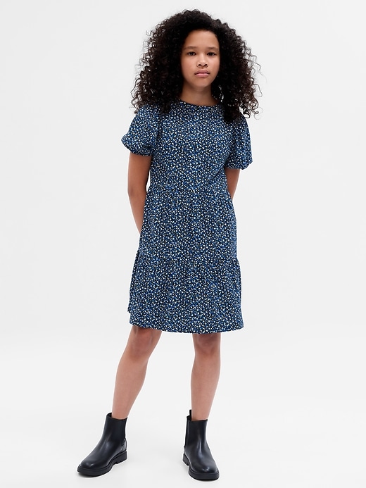View large product image 1 of 1. Kids Puff Sleeve Tiered Dress