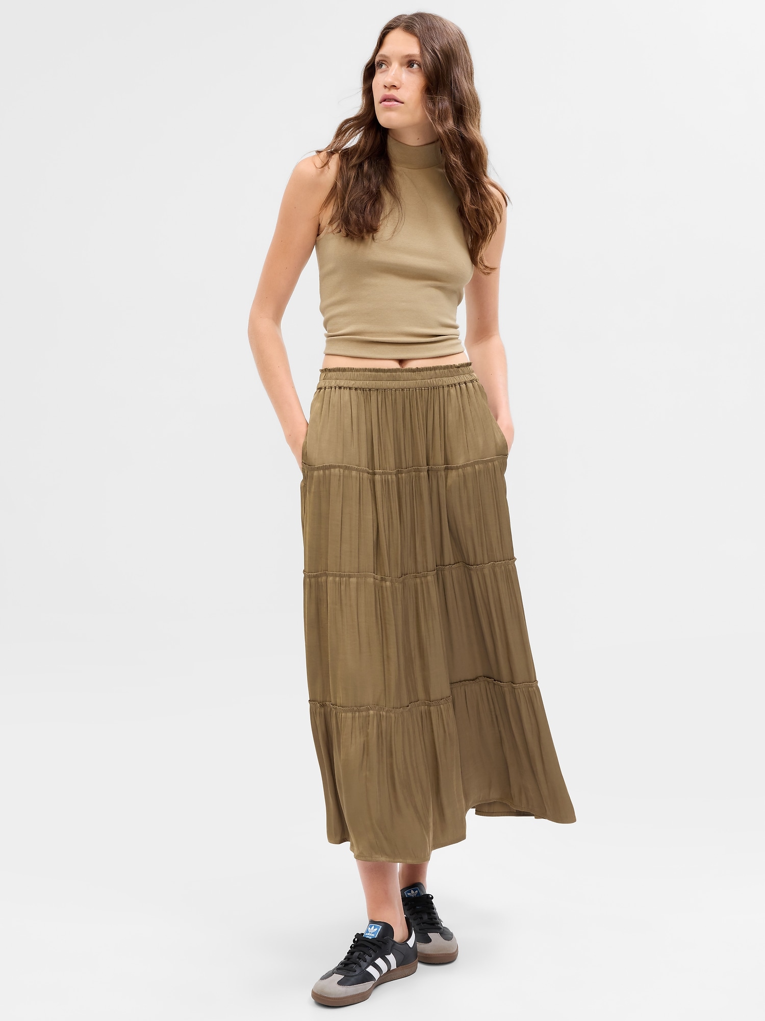 Satin Tiered Maxi Skirt | Gap