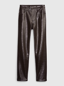 Dirt Rich Black Crocodile-Embossed Vegan Leather Pants