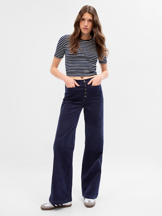Image number 1 showing, High Rise Corduroy Stride Wide-Leg Pants
