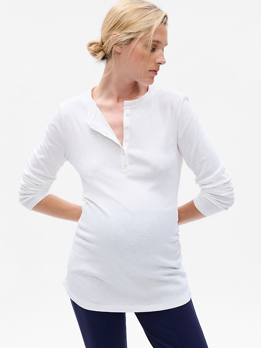 View large product image 1 of 1. Maternity Rib Henley T-Shirt