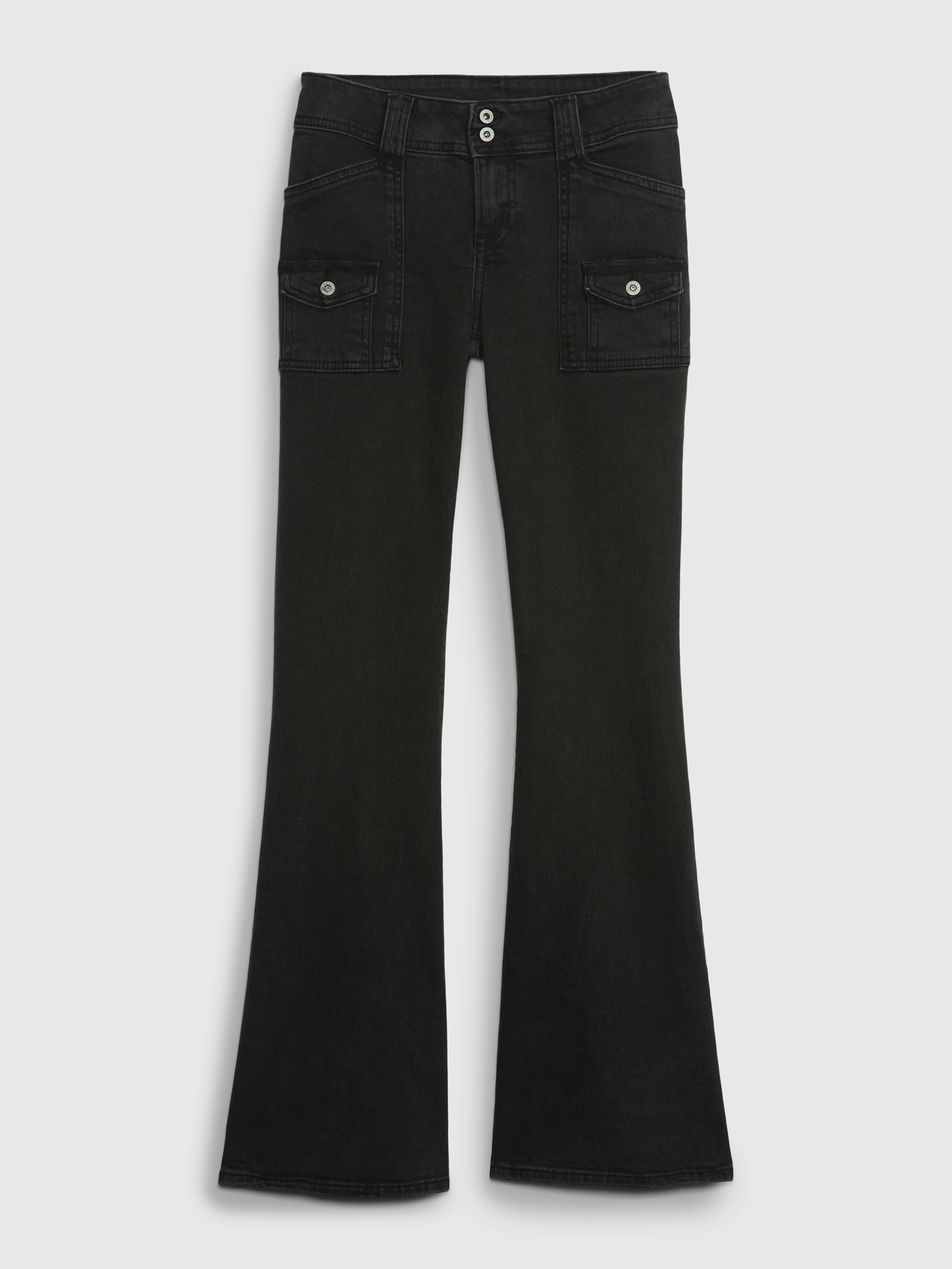 Y2K Black Low Rise Flare Pants (Small) - Imber Vintage