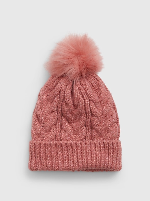 View large product image 1 of 1. Kids Cable-Knit Pom Beanie