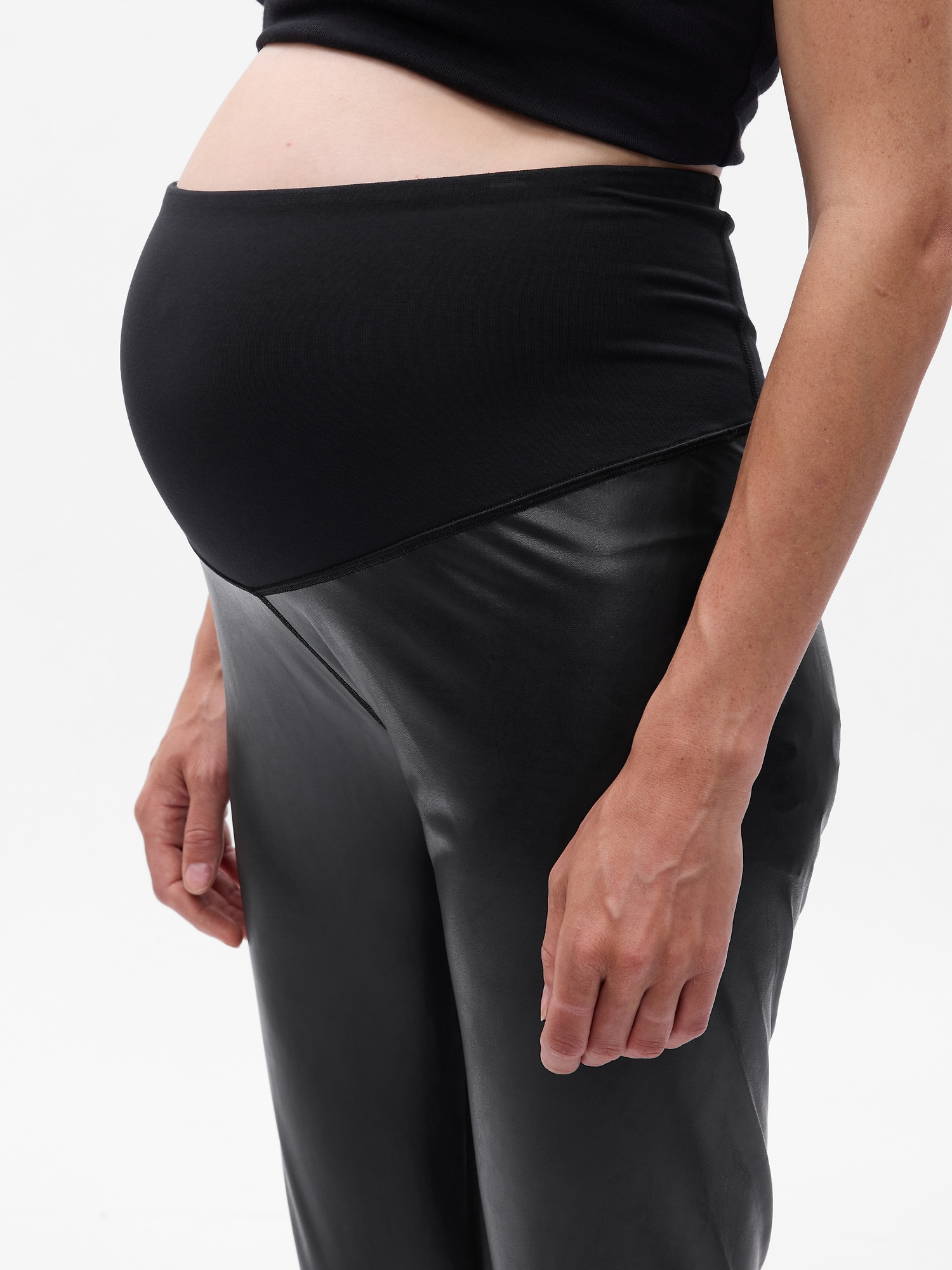 Cici Faux-Leather Maternity Leggings (8) : : Clothing