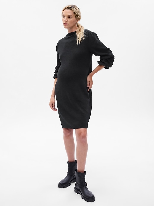 Image number 3 showing, Maternity CashSoft Turtleneck Mini Sweater Dress