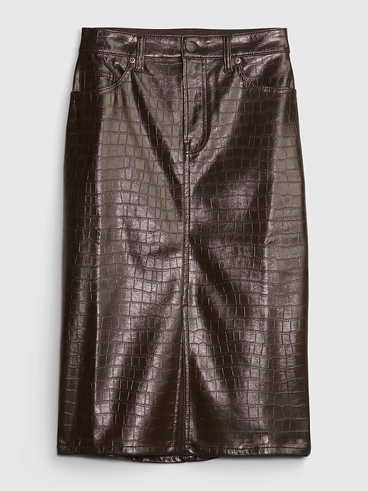 Image number 6 showing, Textured Faux-Leather Pencil Midi Skirt