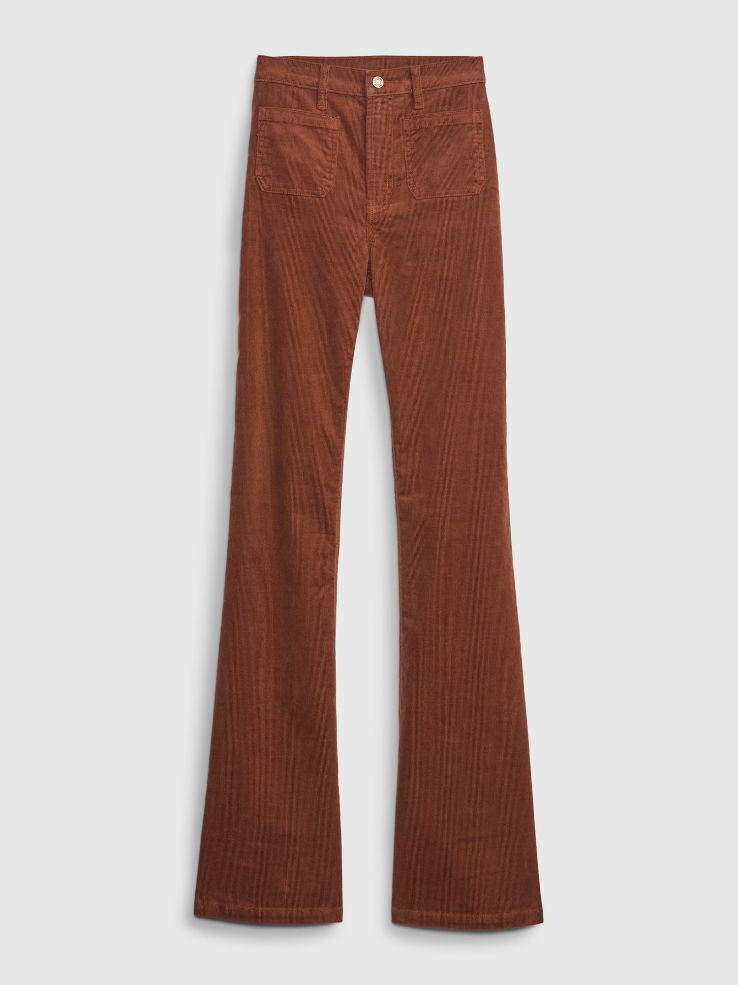 Vintage 70s Pants, 1970s Purple Corduroy Flared Leg, High Rise