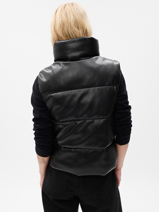 Image number 2 showing, Vegan Leather Cropped Puffer Vest