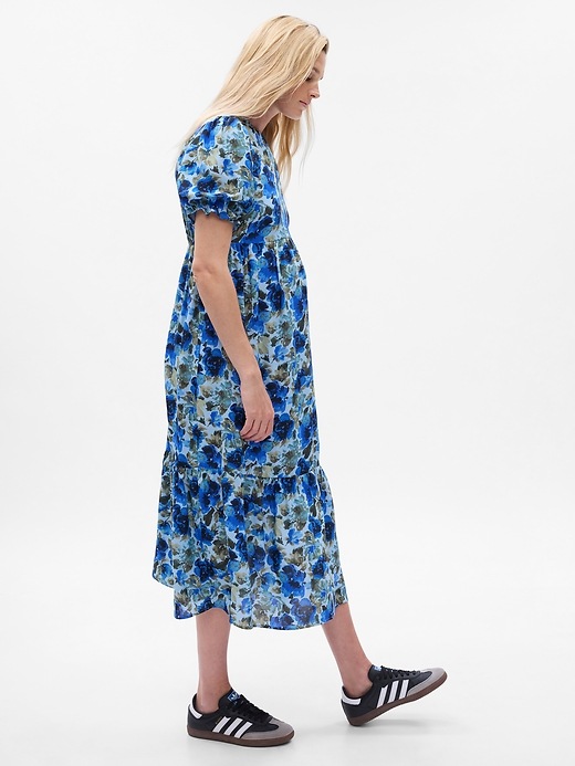 Image number 3 showing, Maternity Puff Sleeve Midi Dress