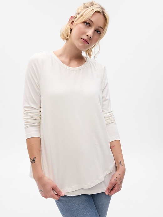 View large product image 1 of 1. Maternity Double-Layer Nursing T-Shirt