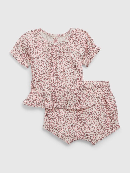 Image number 1 showing, Baby Crinkle Gauze Floral Outfit Set