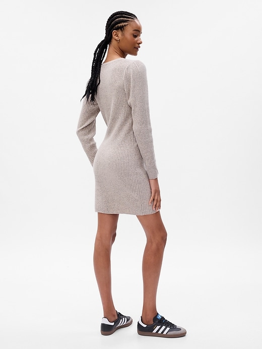 Image number 2 showing, CashSoft Henley Mini Sweater Dress