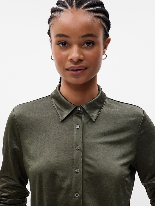 Satin Button-Front Shirt | Gap