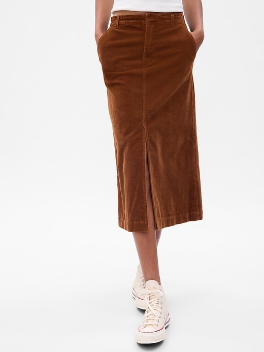 Image number 3 showing, Corduroy Midi Skirt