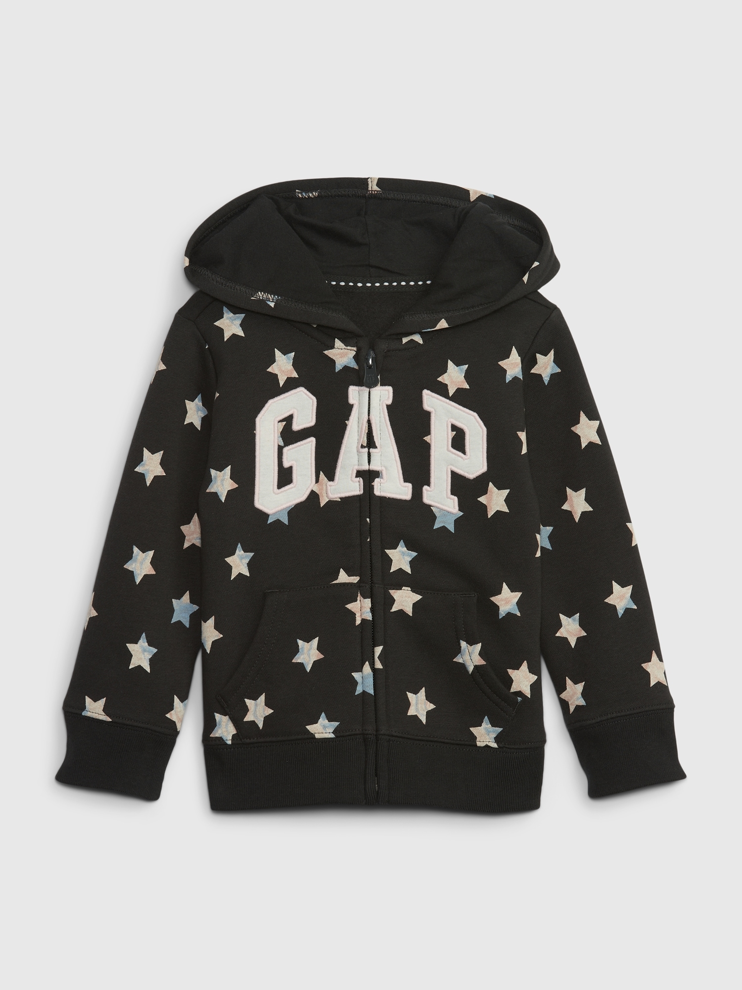 Gap Babies' Toddler Arch Logo Star Zip Hoodie In Black