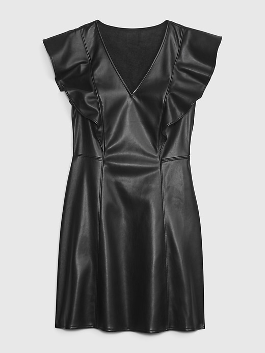 Image number 6 showing, Vegan Leather Flutter Mini Dress