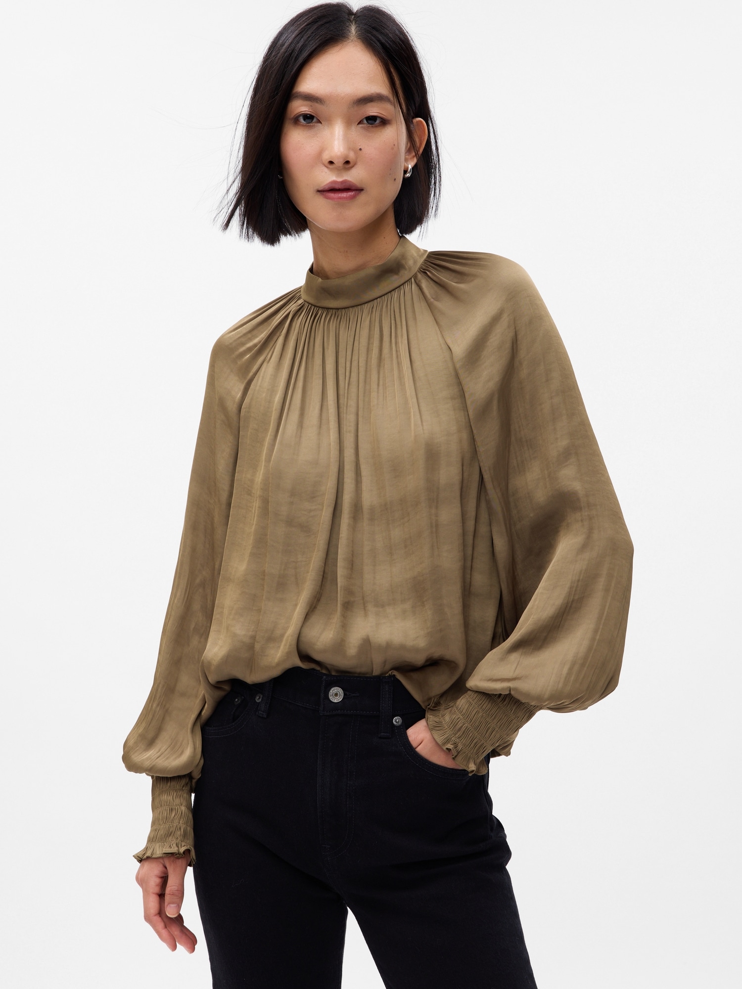 Satin Mockneck Shirt