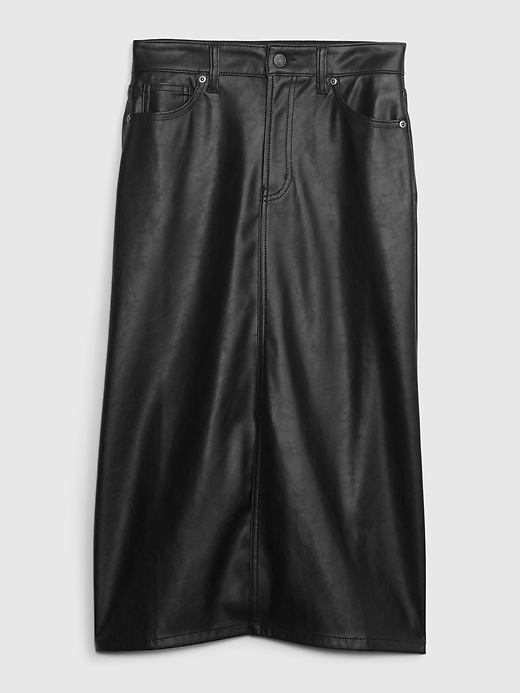 Image number 6 showing, Vegan Leather Midi Skirt