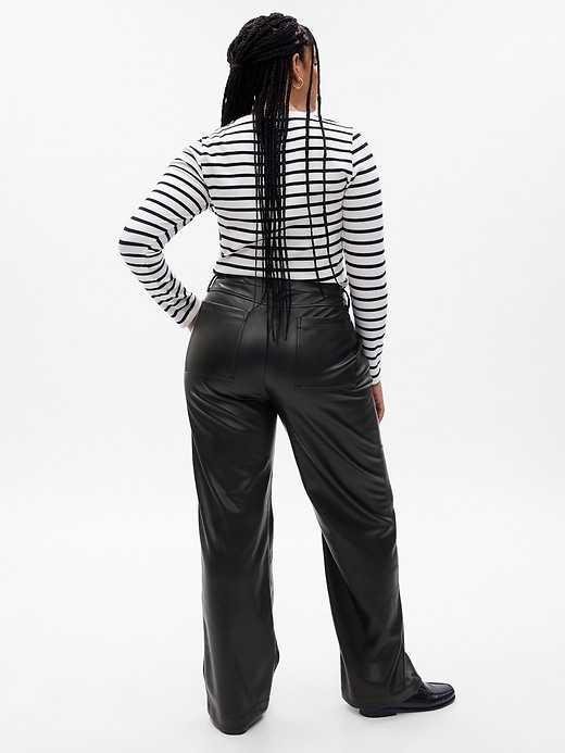 Image number 5 showing, Mid Rise Vegan Leather Loose Pants