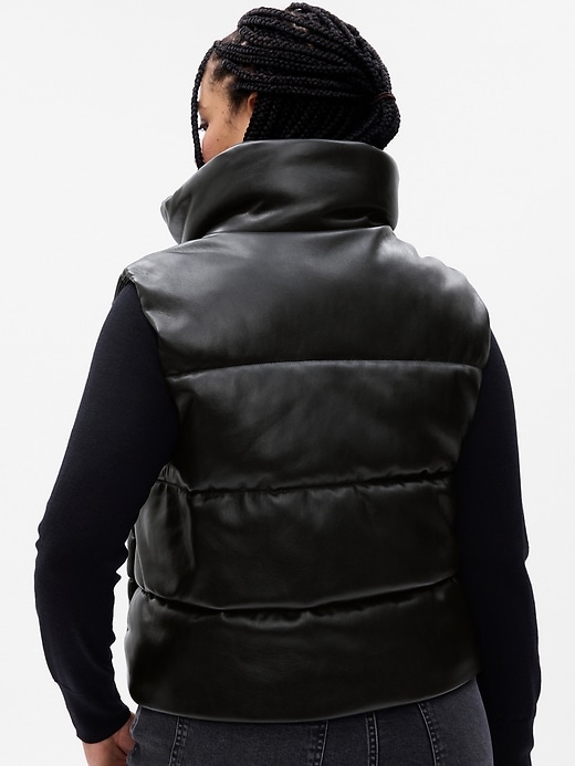 Image number 5 showing, Vegan Leather Cropped Puffer Vest