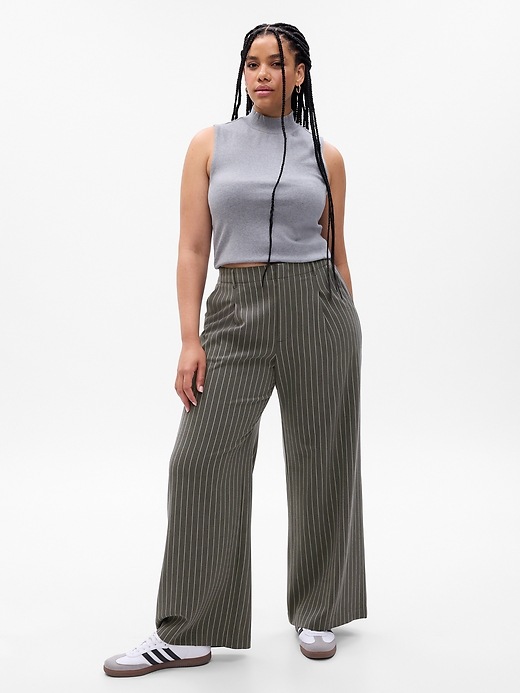 Image number 4 showing, High Rise Pleated Wide-Leg Trousers